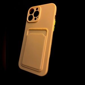 Cream Silicone iPhone 13 Pro Max Phone Case with Card Holder